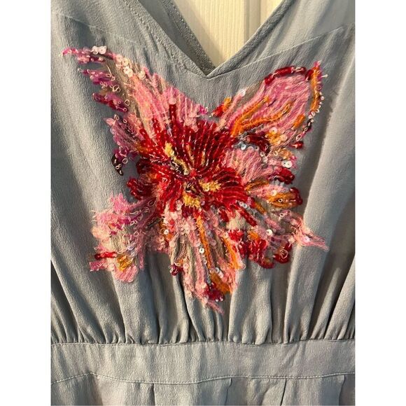 Anthropologie Lil Sequined Glimmering Magnolia Silk Dress sz 6 EUC - Picture 4 of 9